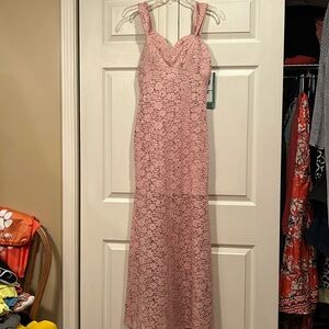 Love Reign sz 9 Lace and Sequin - Dusty Pink - Short Dress w/Floor Length Lace